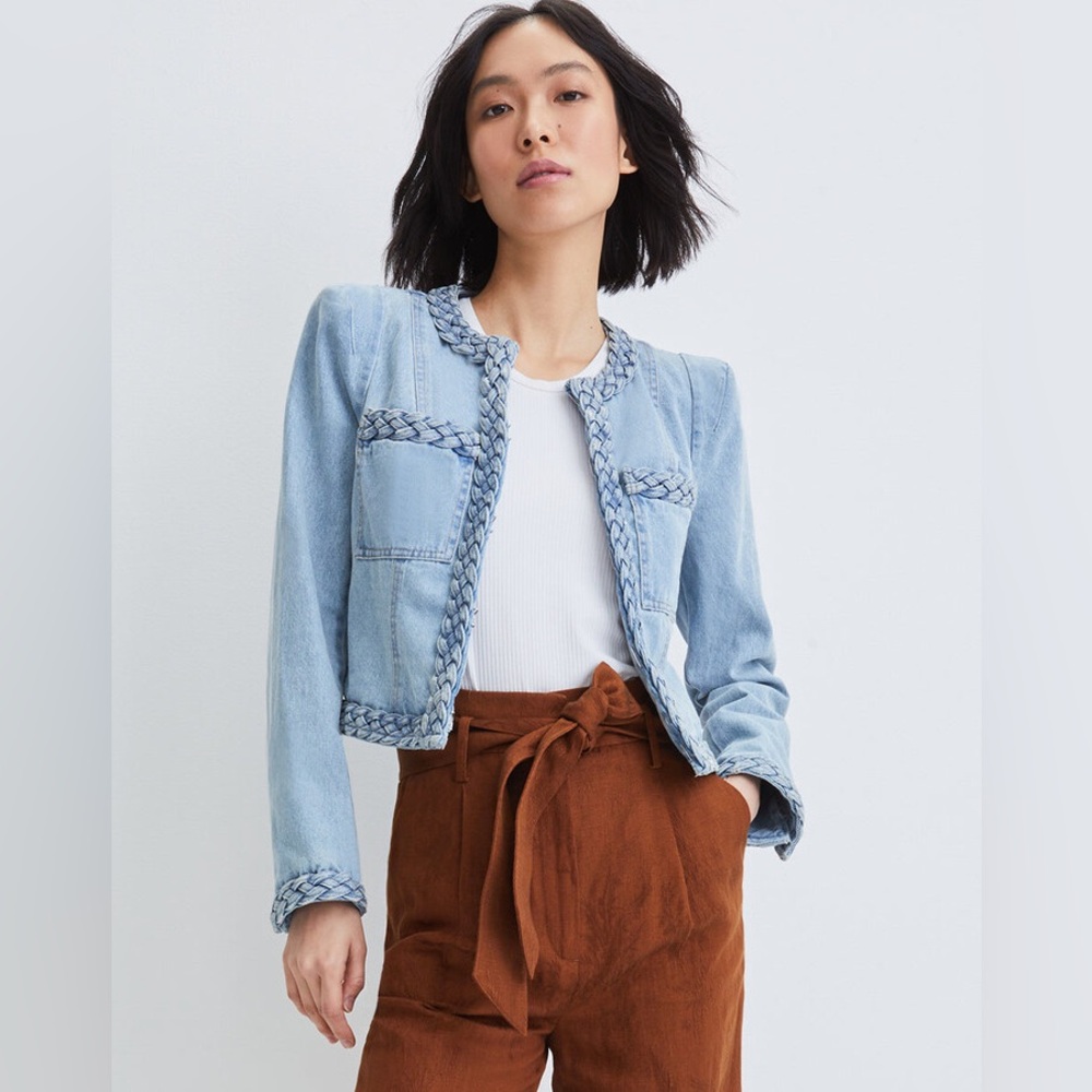 Veronica Beard Arrowe Braid Denim Jacket 6